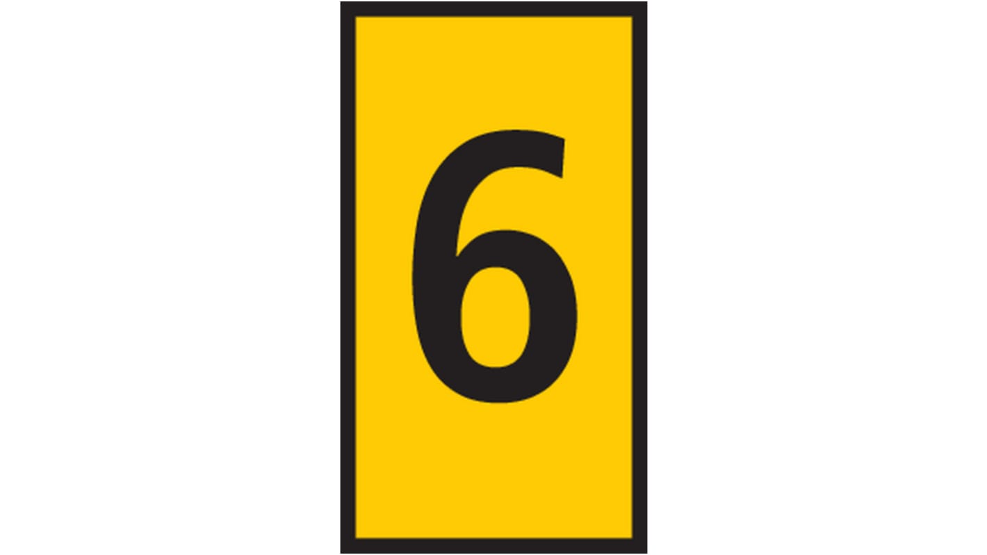HellermannTyton WIC Snap On Clip On Cable Marker, Yellow, Pre-printed "6", 2 → 2.8mm Cable, for Cables and