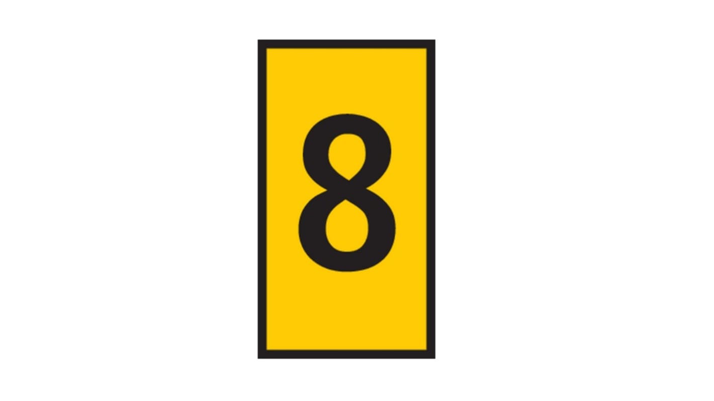 HellermannTyton WIC Snap On Clip On Cable Marker, Yellow, Pre-printed "8", 2 → 2.8mm Cable, 561-01684