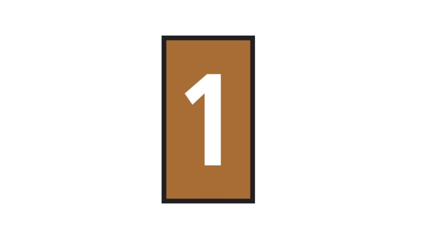 HellermannTyton WIC Snap On Clip On Cable Marker, Brown, Pre-printed "1", 2.8 → 3.8mm Cable, for Cables and