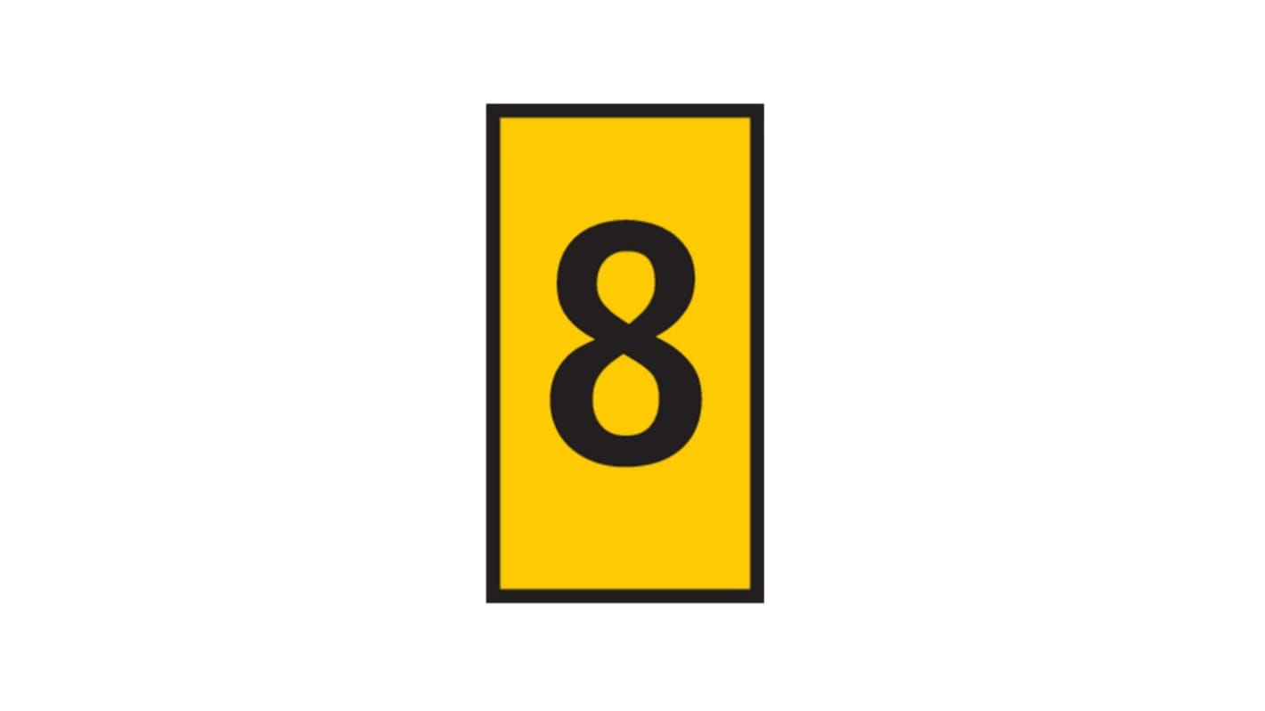 HellermannTyton WIC Snap On Clip On Cable Marker, Yellow, Pre-printed "8", 2.8 → 3.8mm Cable, for Cables and