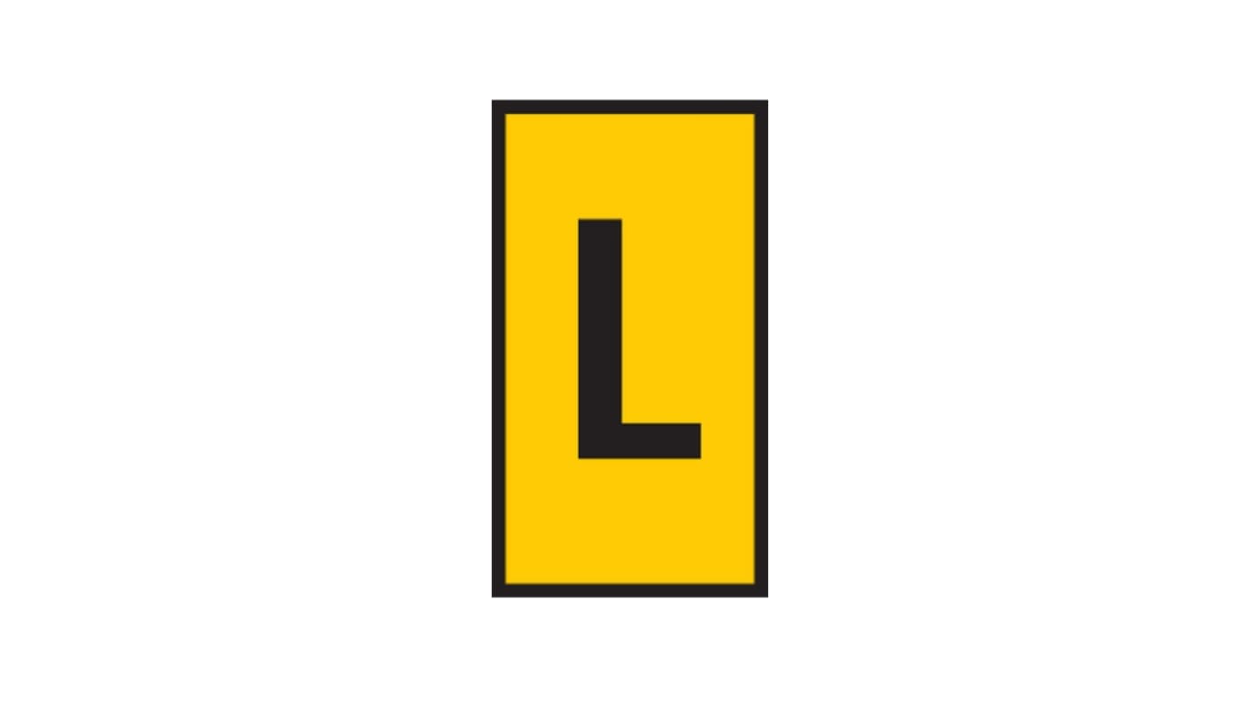 HellermannTyton WIC Snap On Clip On Cable Marker, Yellow, Pre-printed "L", 2.8 → 3.8mm Cable, for Cables and
