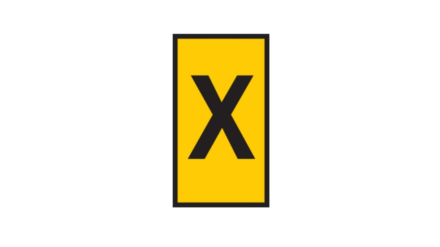HellermannTyton WIC Snap On Clip On Cable Marker, Yellow, Pre-printed "X", 2.8 → 3.8mm Cable, for Cables and