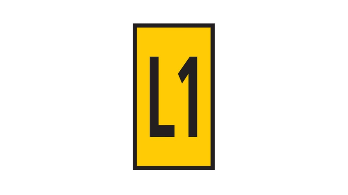 HellermannTyton WIC Snap On Clip On Cable Marker, Yellow, Pre-printed "L1", 4.3 → 5.3mm Cable, 561-03314