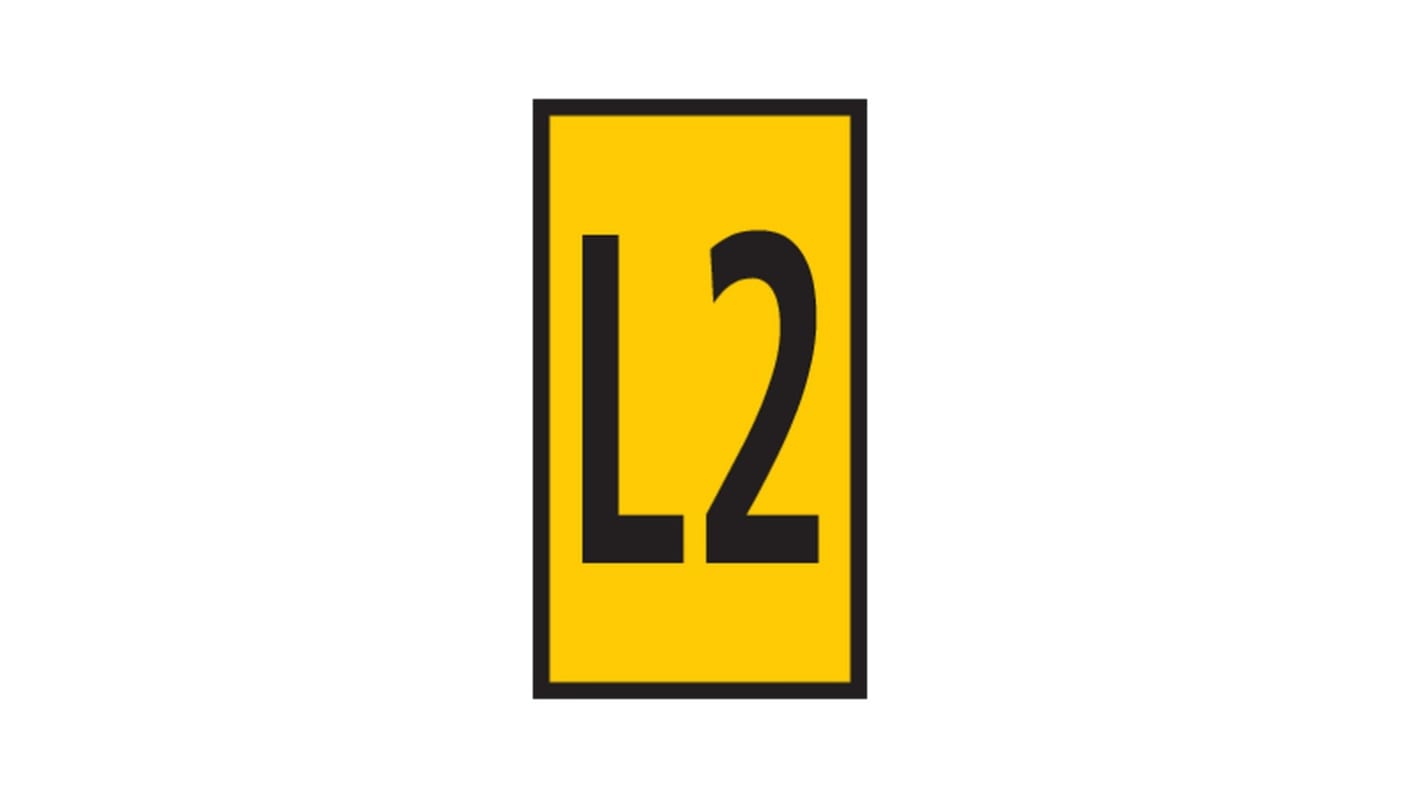 HellermannTyton WIC Snap On Clip On Cable Marker, Yellow, Pre-printed "L2", 4.3 → 5.3mm Cable, 561-03324