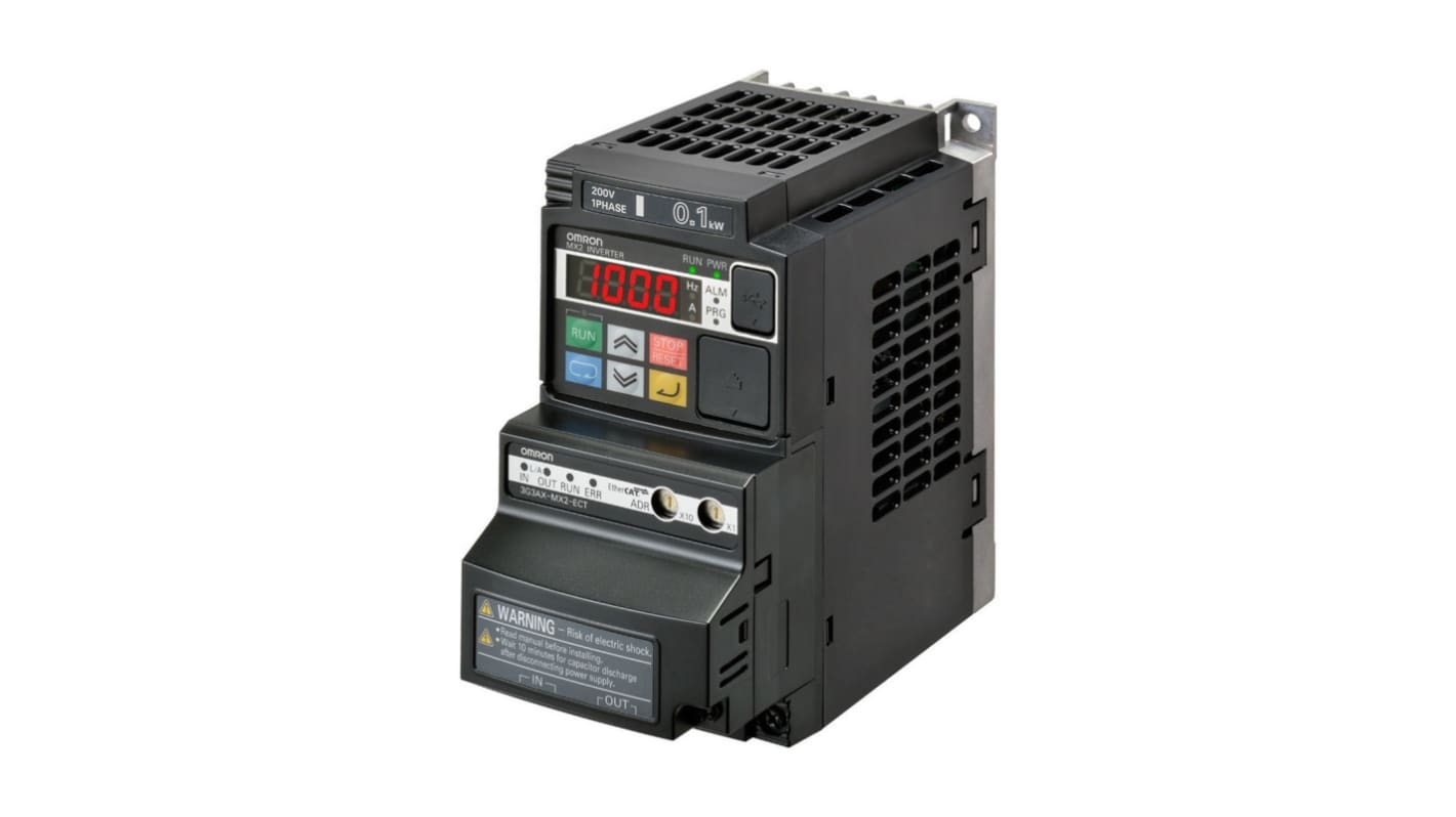 Variador de frecuencia Omron serie 3G3MX2, 0,1 kW, 200 V ac, 1 fase, 1,0 A, 580Hz, IP20