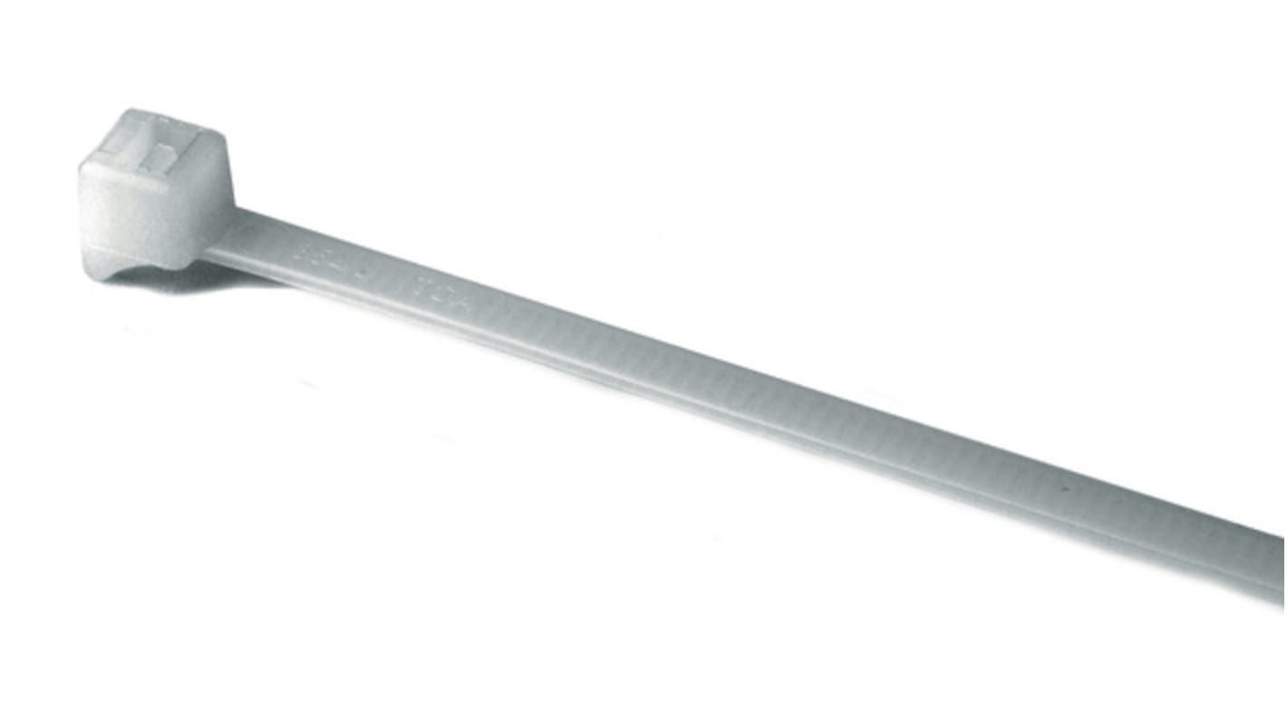 HellermannTyton Cable Ties, Inside Serrated, 100mm x 2.5 mm, Natural Polyamide 6.6 (PA66), Pk-100pack