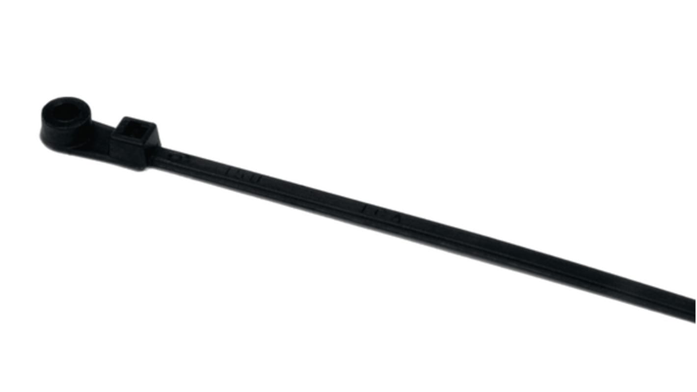 HellermannTyton Cable Tie, Releasable, 110mm x 2.5 mm, Black Polyamide 6.6 (PA66)