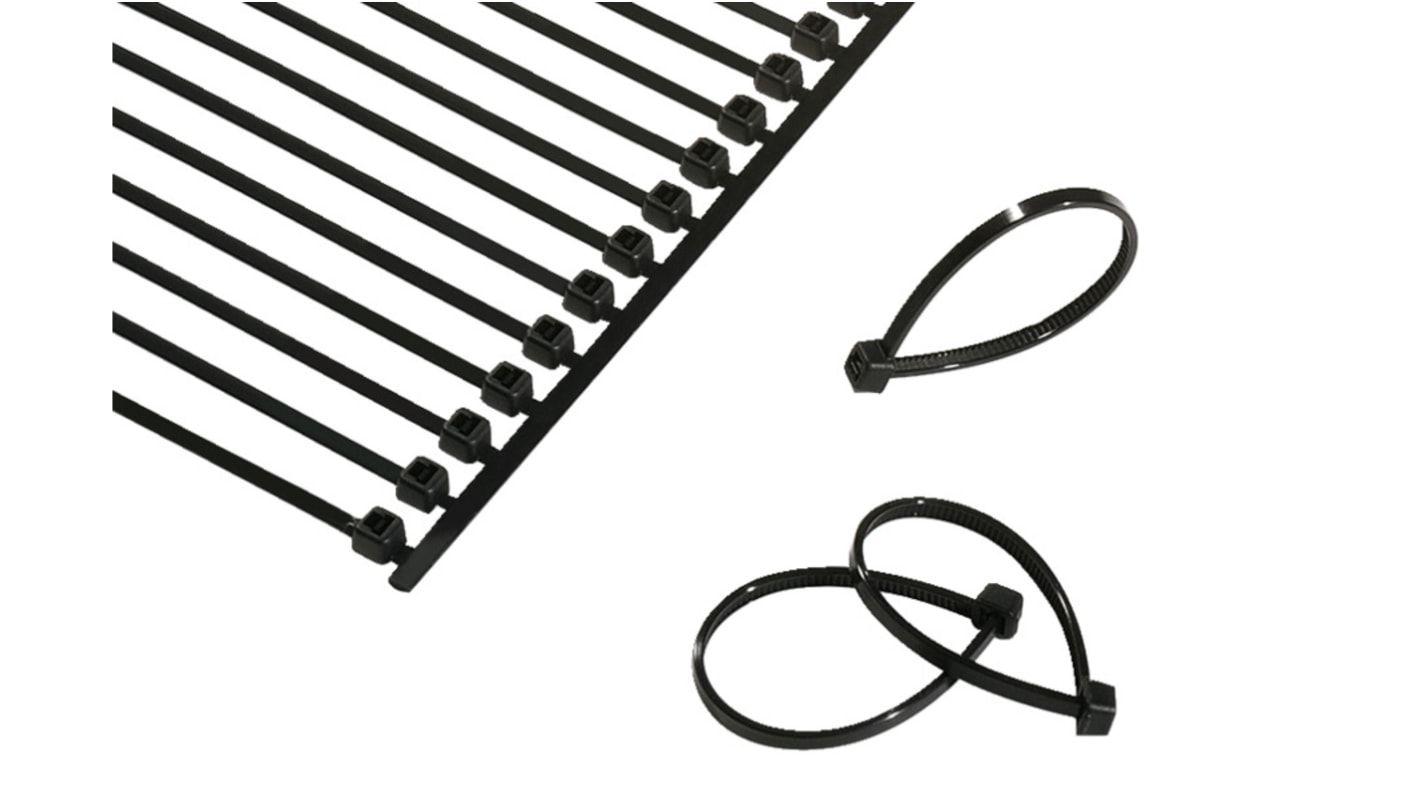 HellermannTyton Cable Tie, Releasable, 100mm x 2.5 mm, Natural PA 6.6 Heatstabilised