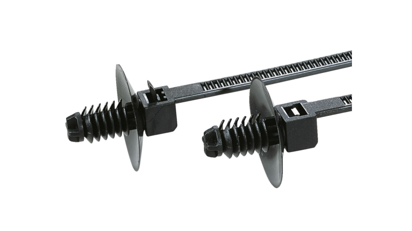 HellermannTyton Cable Tie, Releasable, 110mm x 2.5 mm, Black Polyamide 6.6 (PA66)