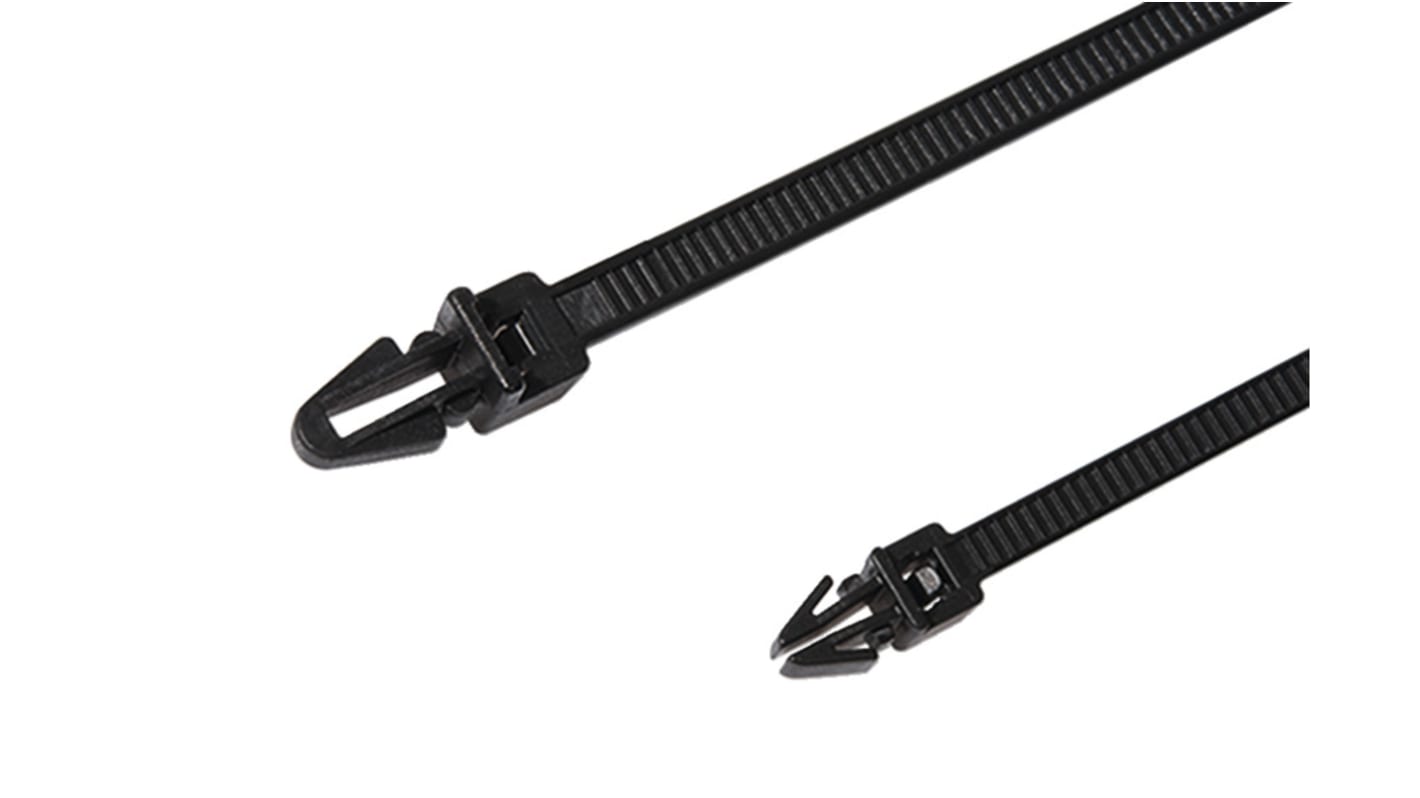 HellermannTyton 結束バンド, 158mm x 3.6 mm, 黒, 熱安定化PA 6.6, 126-00329 T30RSF-PA66HS-BK