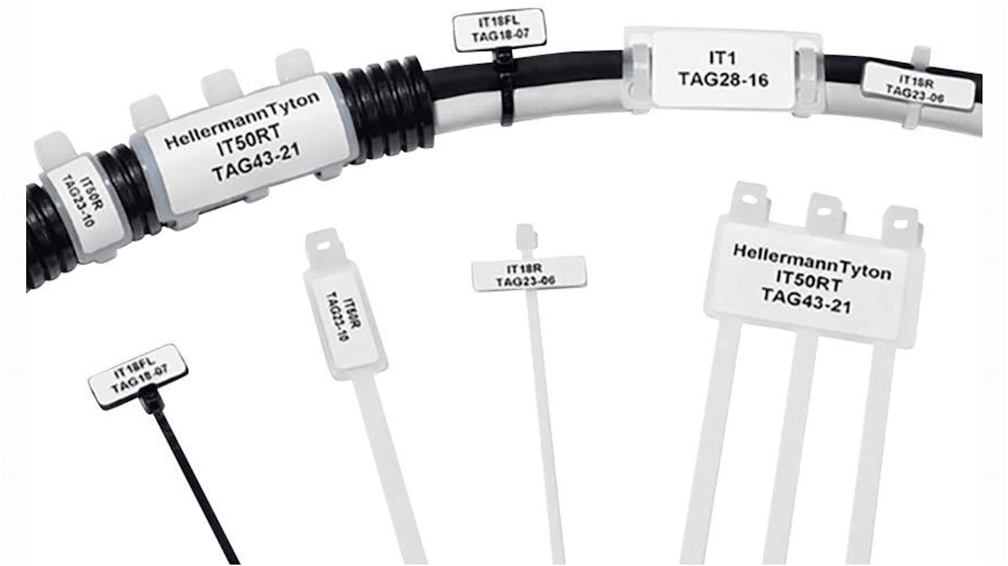 HellermannTyton Helatag 892 White Cable Labels, 23mm Width, 10mm Height, 5000 Qty