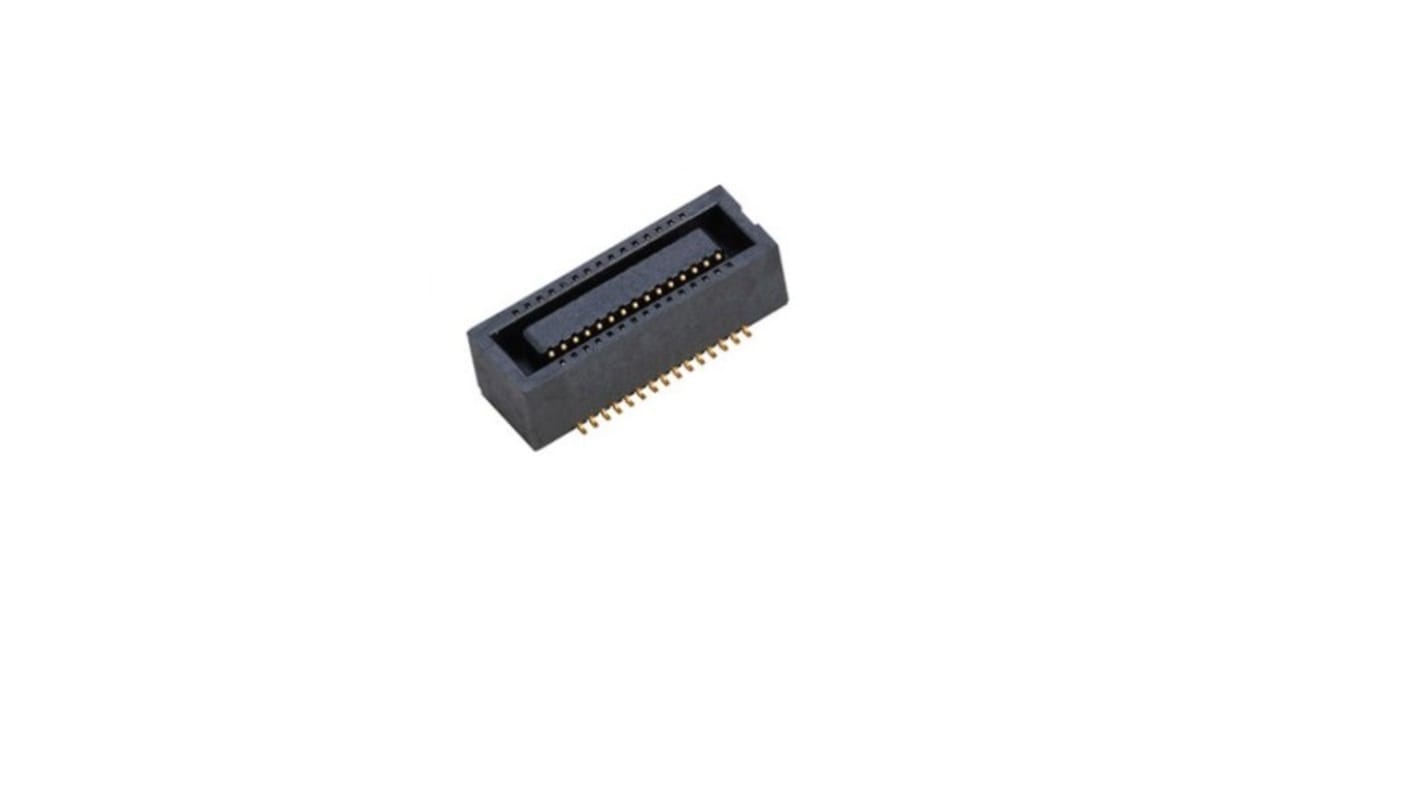 Amphenol Communications Solutions BergStak Series Vertical PCB Mount PCB Socket, 30-Contact, 2-Row, 0.4mm Pitch,