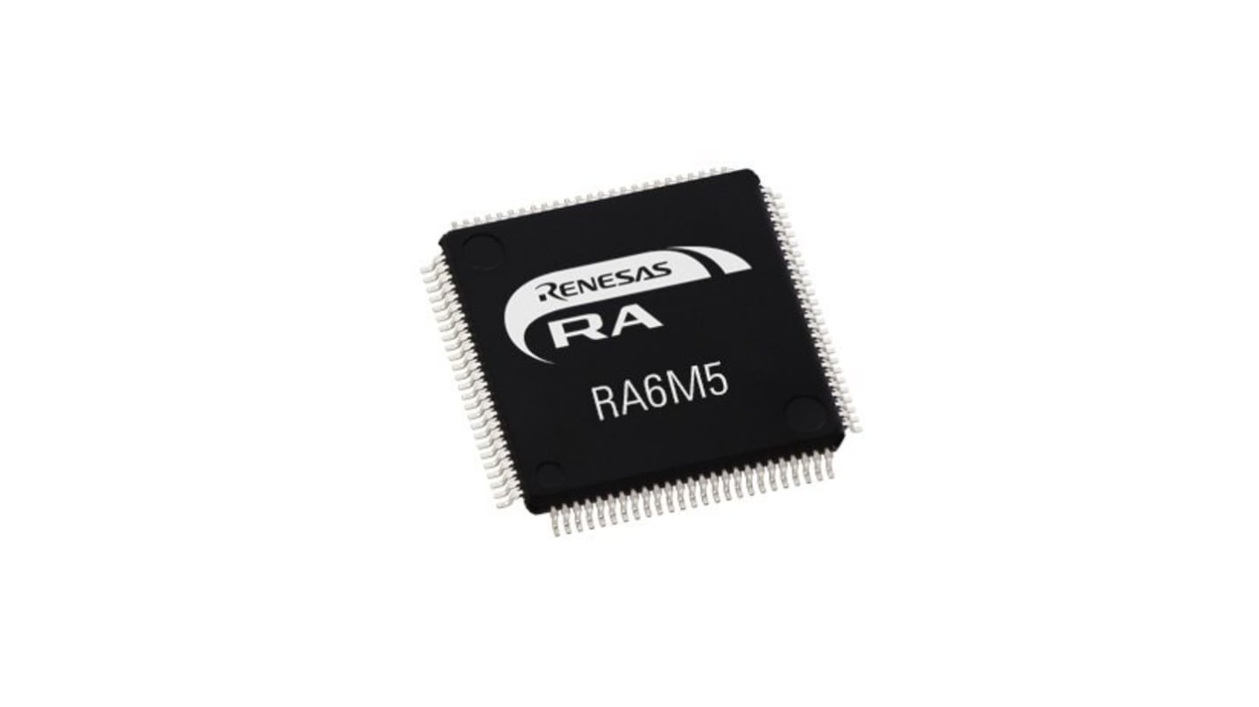 ルネサス エレクトロニクス RA6M5 マイコン, ARM Cortex M33コア, 200MHz, 2.048 MB 、 512 kB, フラッシュ, 100-Pin QFP