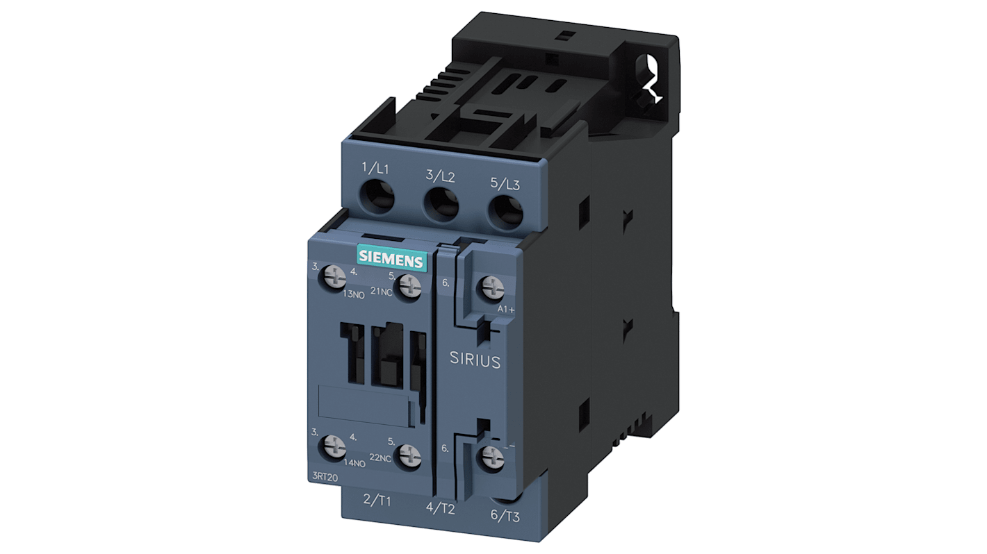 Siemens SIRIUS 3RT Size S0, 3RT2 Contactor, 3-Pole, 11 kW, 1NO + 1NC