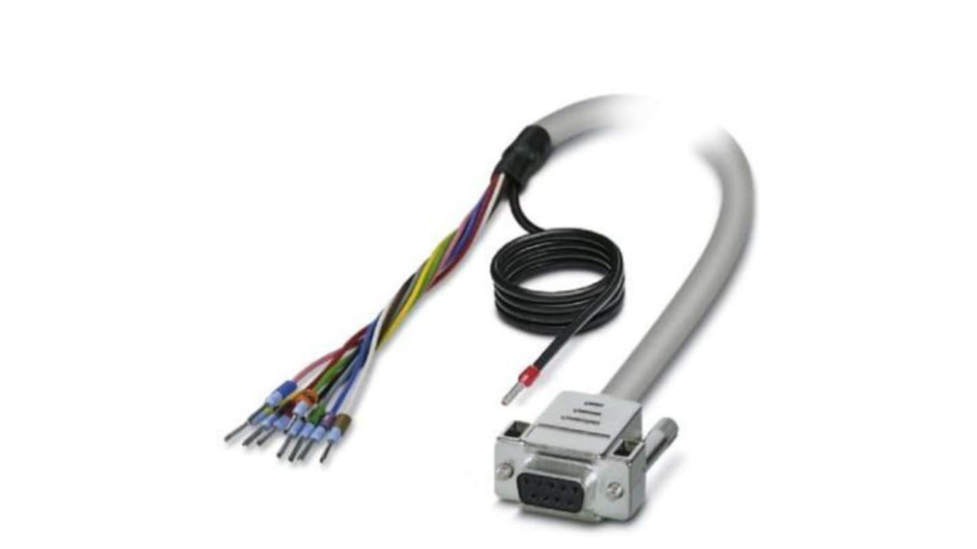 Phoenix Contact 25/S, CABLE-D- 9SUB/F/OE/0 Serielles Kabel / 9-polig, D-Sub Buchse / offenes Ende, 4m, Grau