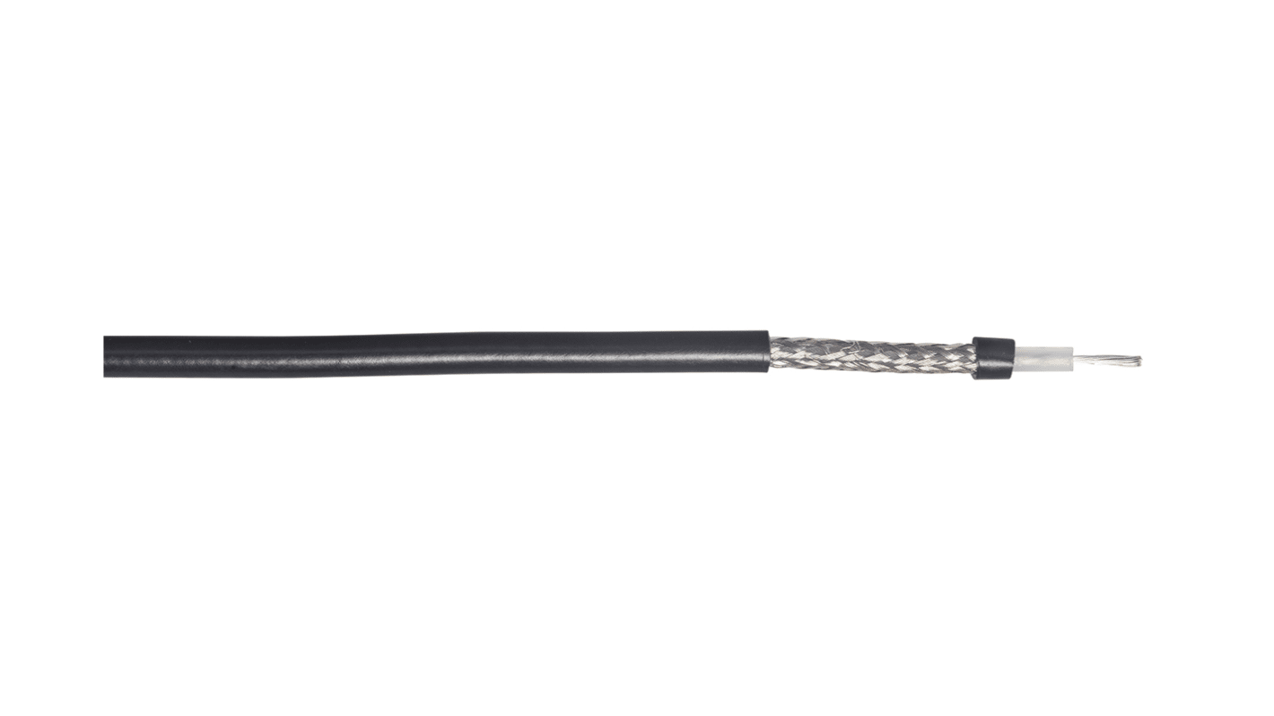 RS PRO Stranded同轴电缆, 100m长, 50 Ω, 4.95mm外径, 黑色