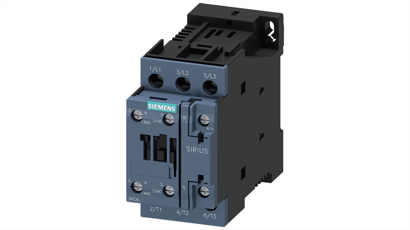 Siemens SIRIUS 3RT Size S0, 3RT2 Contactor, 130 V Coil, 3-Pole, 12 A, 5.5 kW, 1NO + 1NC