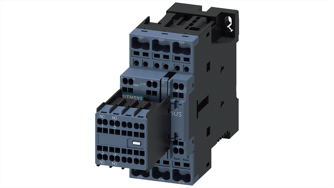 Siemens SIRIUS Leistungsschütz 24 V dc-Spule, 3 -polig / 17 A 7,5 kW 2 Schließer + 2 Öffner