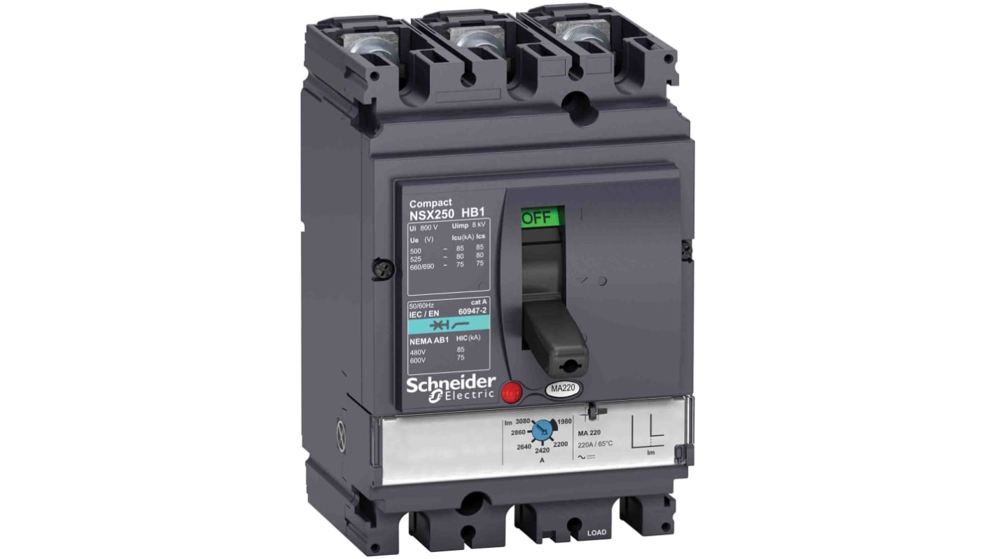 Schneider Electric, Compact MCCB 3P 25A, Breaking Capacity 75 kA, Fixed Mount