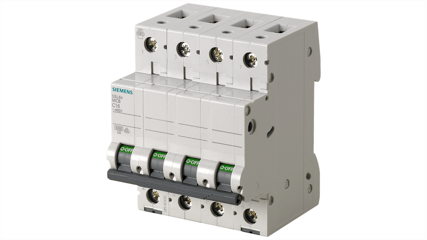 Siemens 5SL6 Leitungsschutzschalter Typ C, Pol 3P+N 300mA SENTRON DIN-Schienen-Montage