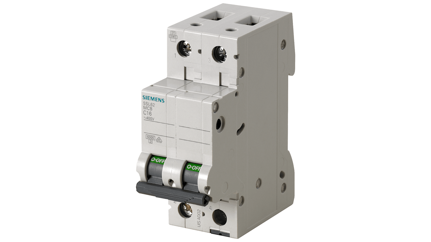 Siemens SENTRON 5SL6 MCB, 2P, 20A Curve B