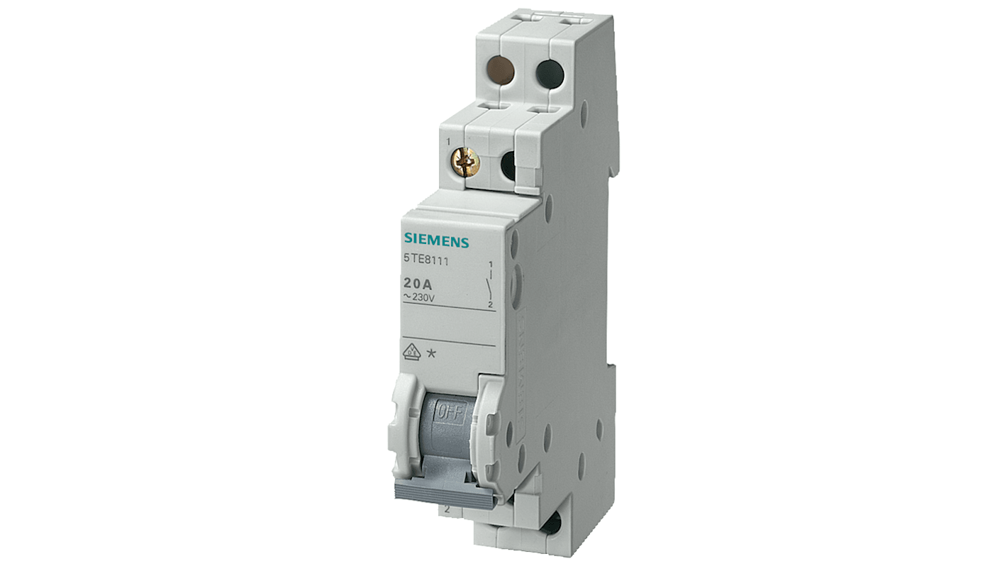 Siemens 2P Pole DIN Rail Isolator Switch - 20A Maximum Current