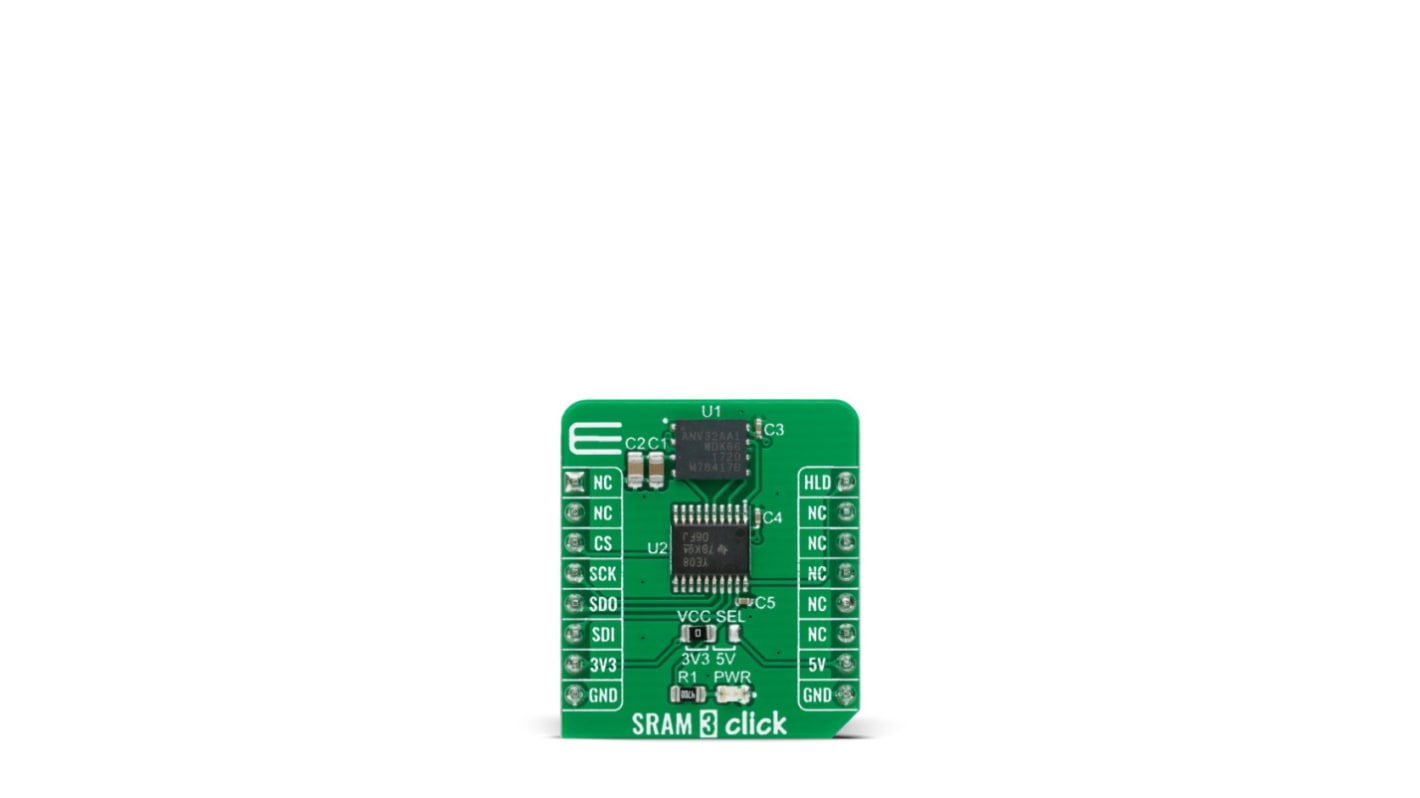 MikroElektronika MIKROE-4293, SRAM 3 Click SRAM Add On Board for ANV32AA1WDK66 for MCU