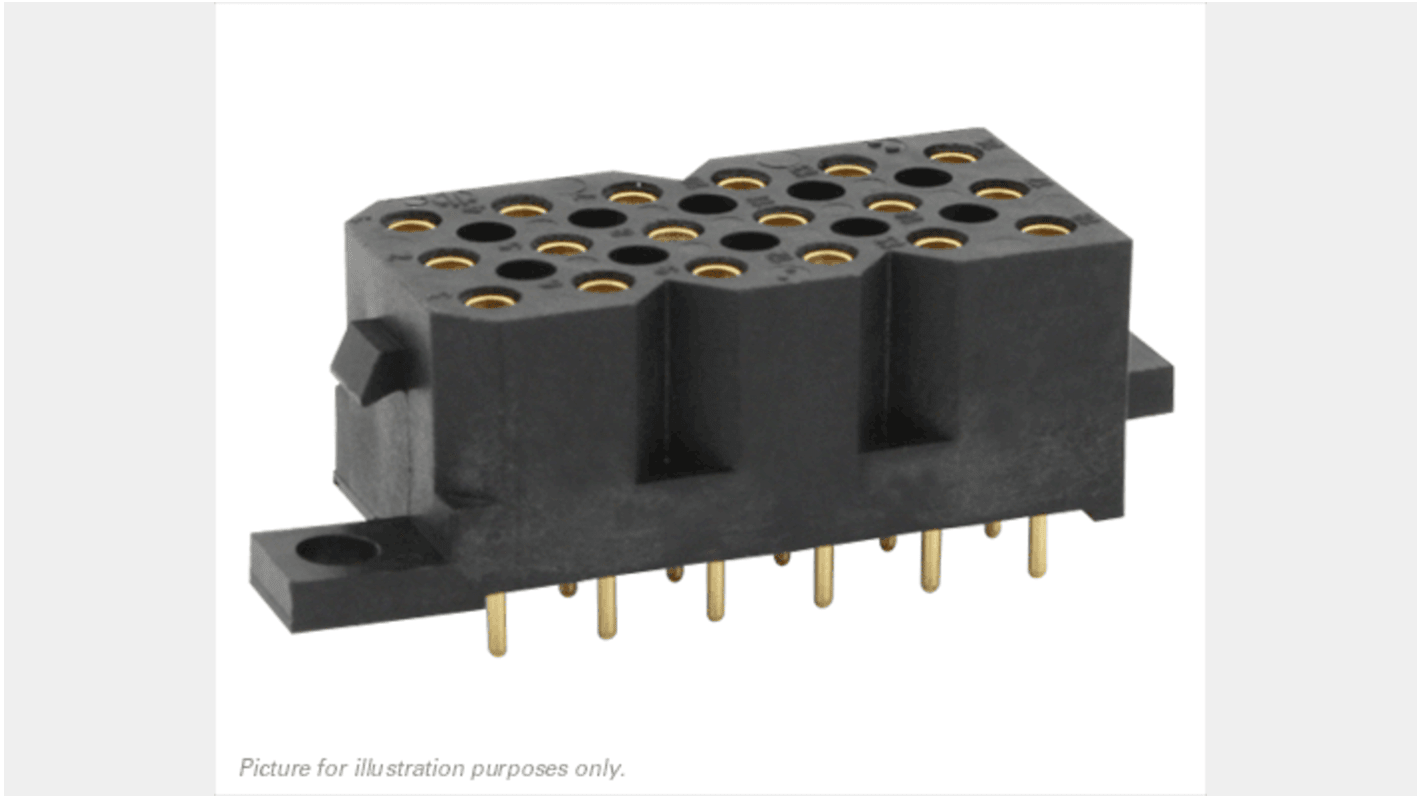 Souriau SMS Series Straight PCB Mount PCB Socket, 18-Contact, 6-Row, 5.08mm Pitch, Solder Termination