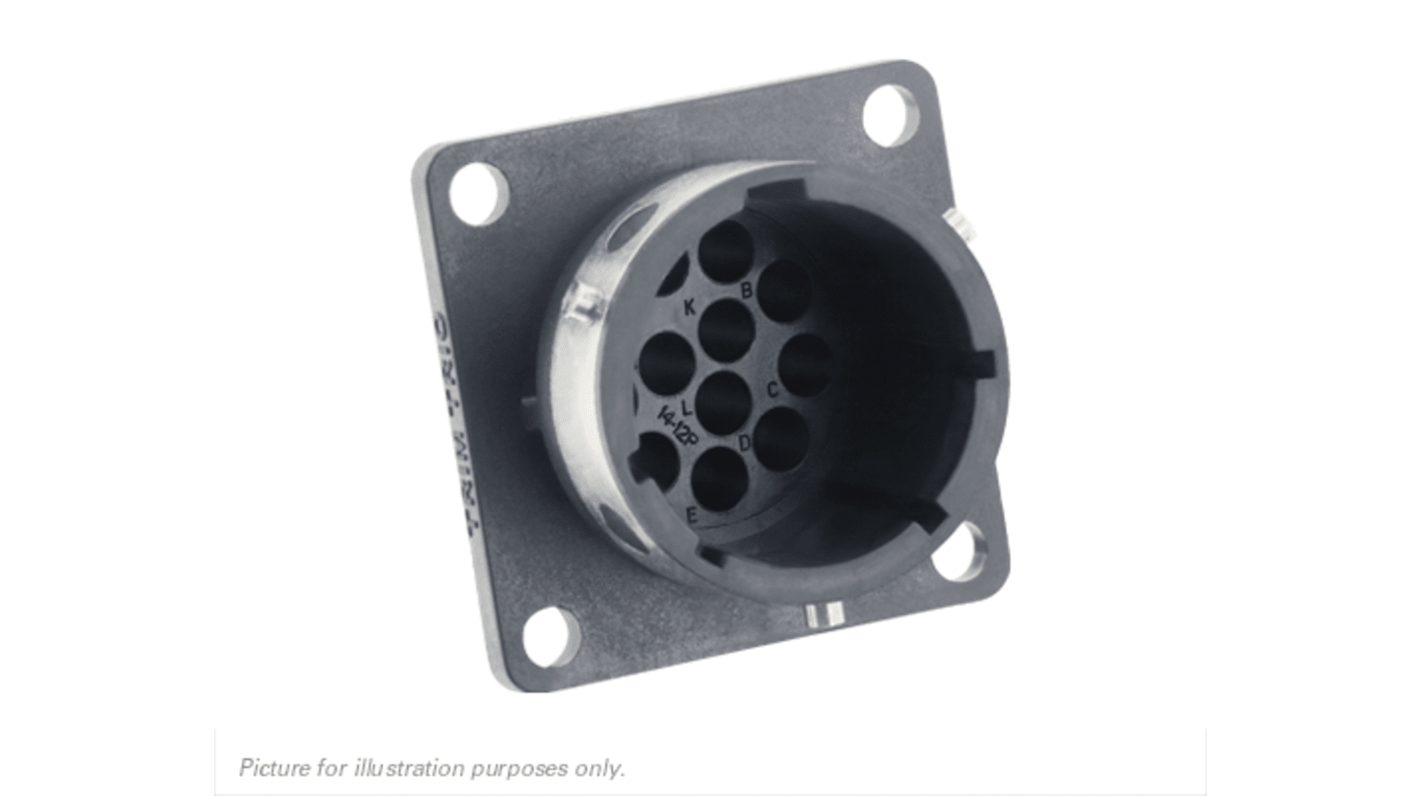 Connettore circolare Maschio Souriau Sunbank by Eaton, Ad angolo diritto, 12 poli, Femmina, Montaggio su flangia