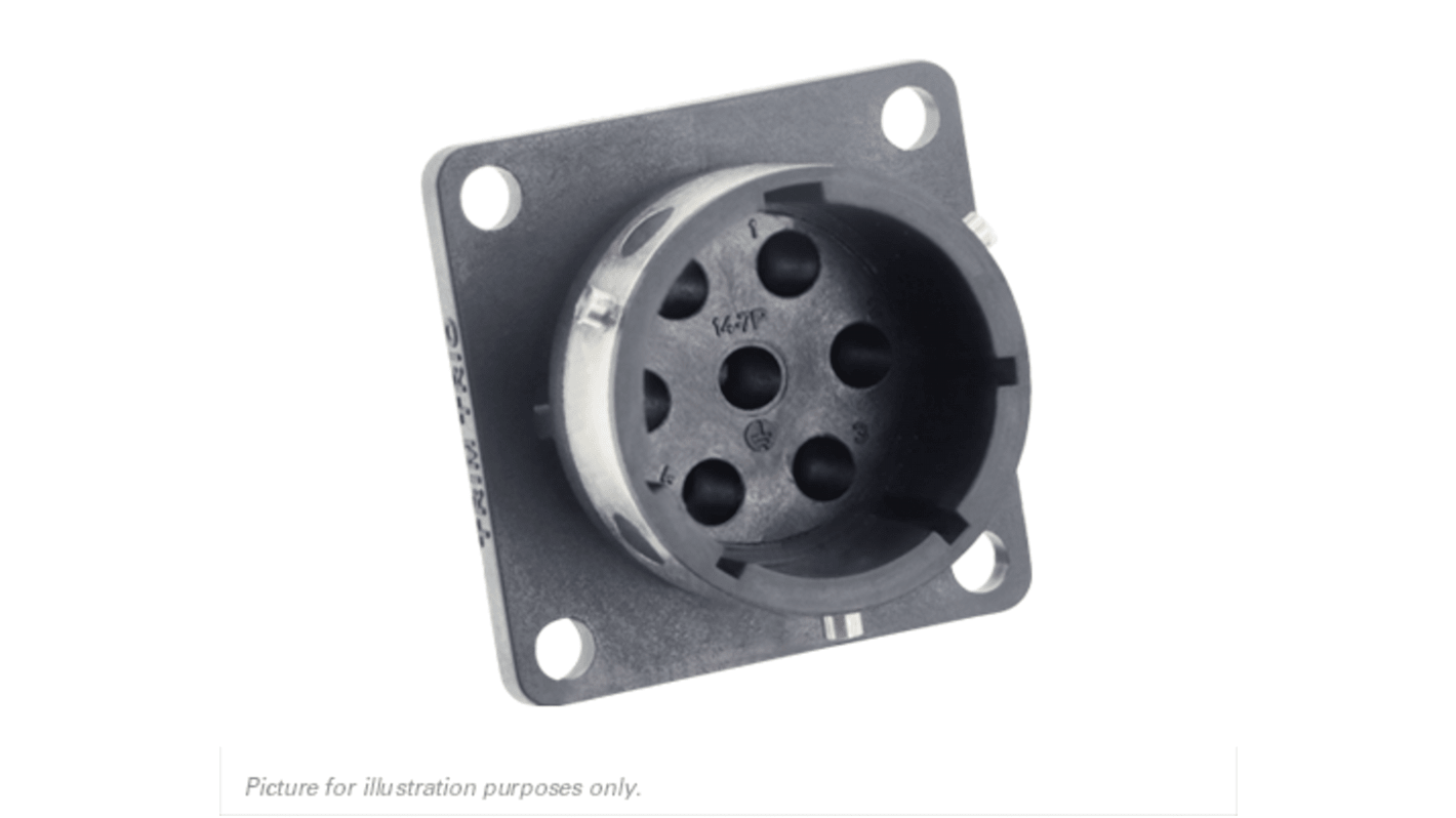 Connettore circolare Maschio Souriau Sunbank by Eaton, Ad angolo diritto, 7 poli, Femmina, Montaggio su flangia