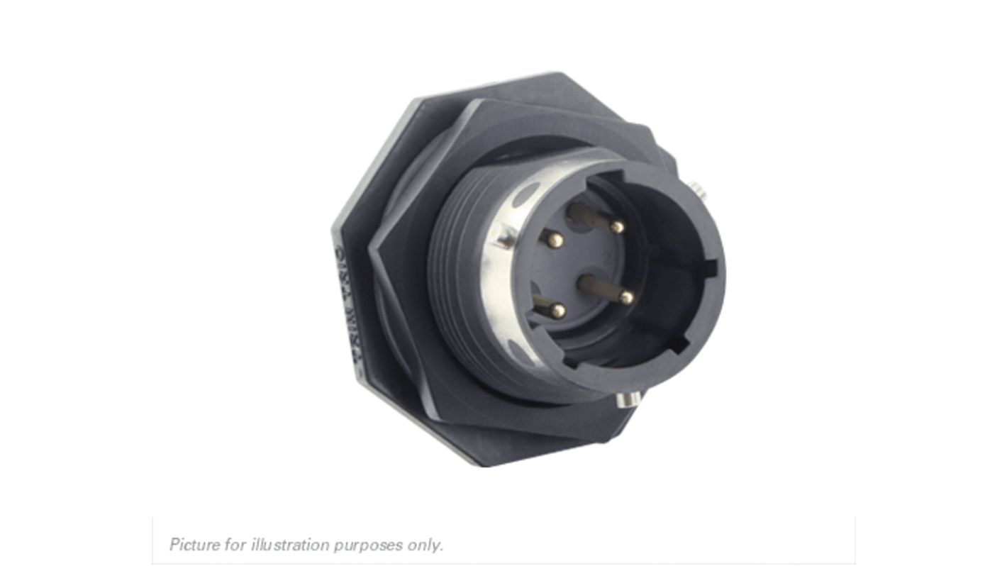 Conector circular Souriau Sunbank by Eaton serie UTGX de 4 vías, Montaje en Panel, IP68, IP69K