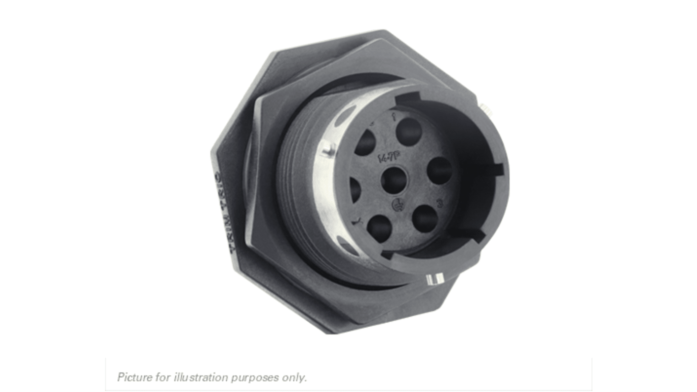 Souriau Sunbank by Eaton Circular Connector, 7 Contacts, Panel Mount, IP68, IP69K, UTGX Series