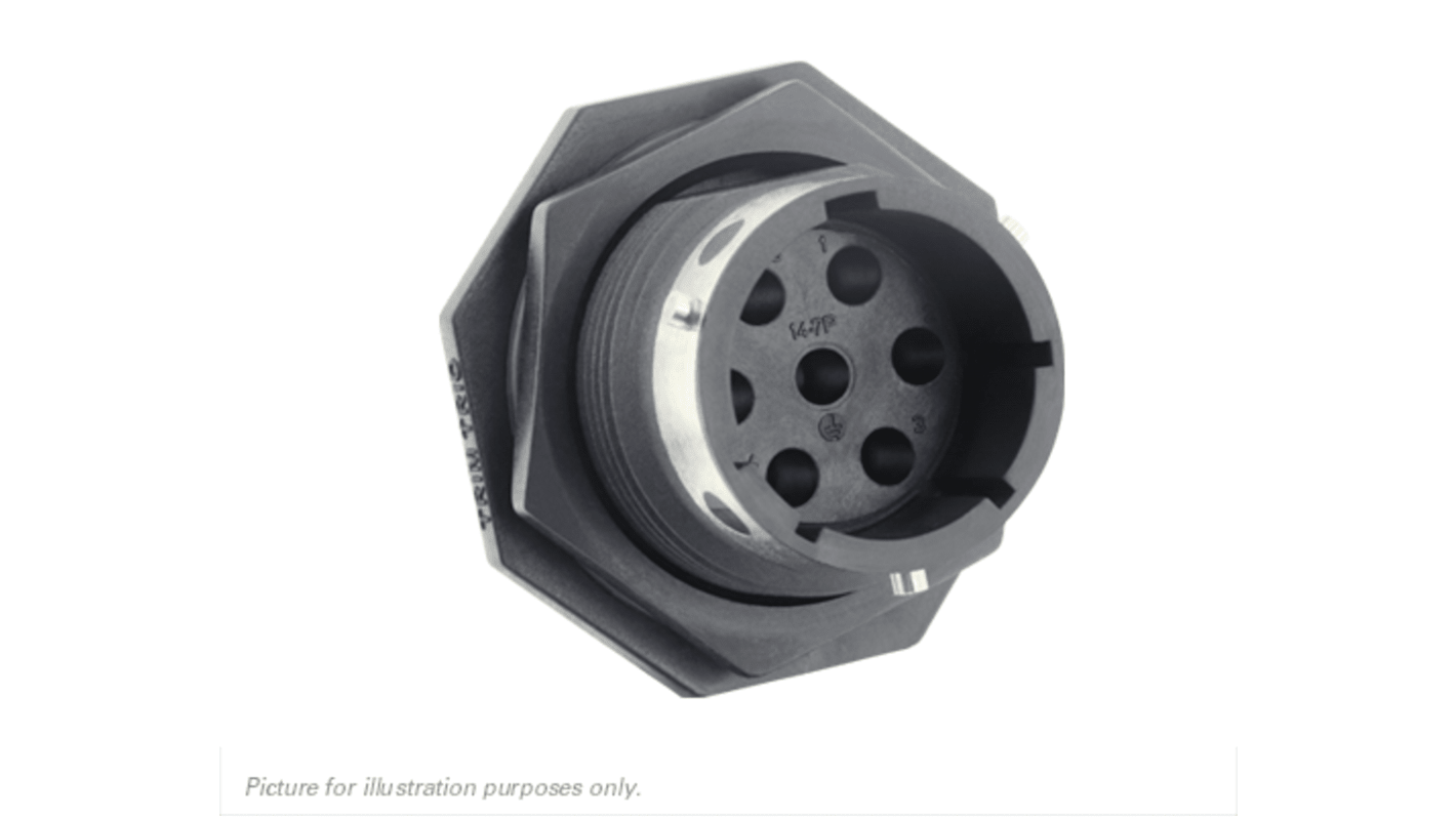 Conector circular Souriau Sunbank by Eaton serie UTGX de 7 vías, Montaje en Panel, IP68, IP69K