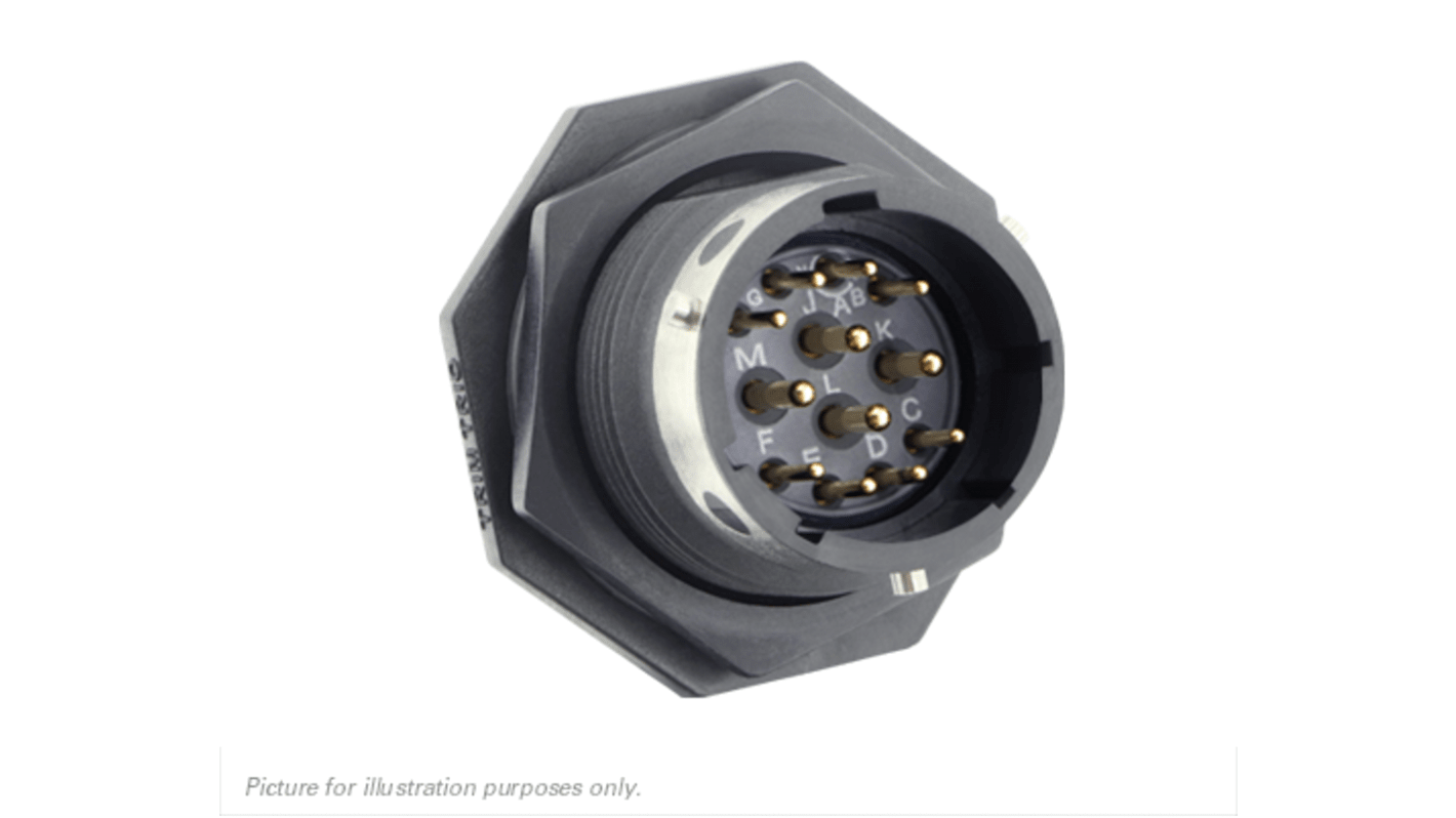 Connettore circolare Souriau Sunbank by Eaton, serie UTGX, Standard, 12 poli, Montaggio a pannello