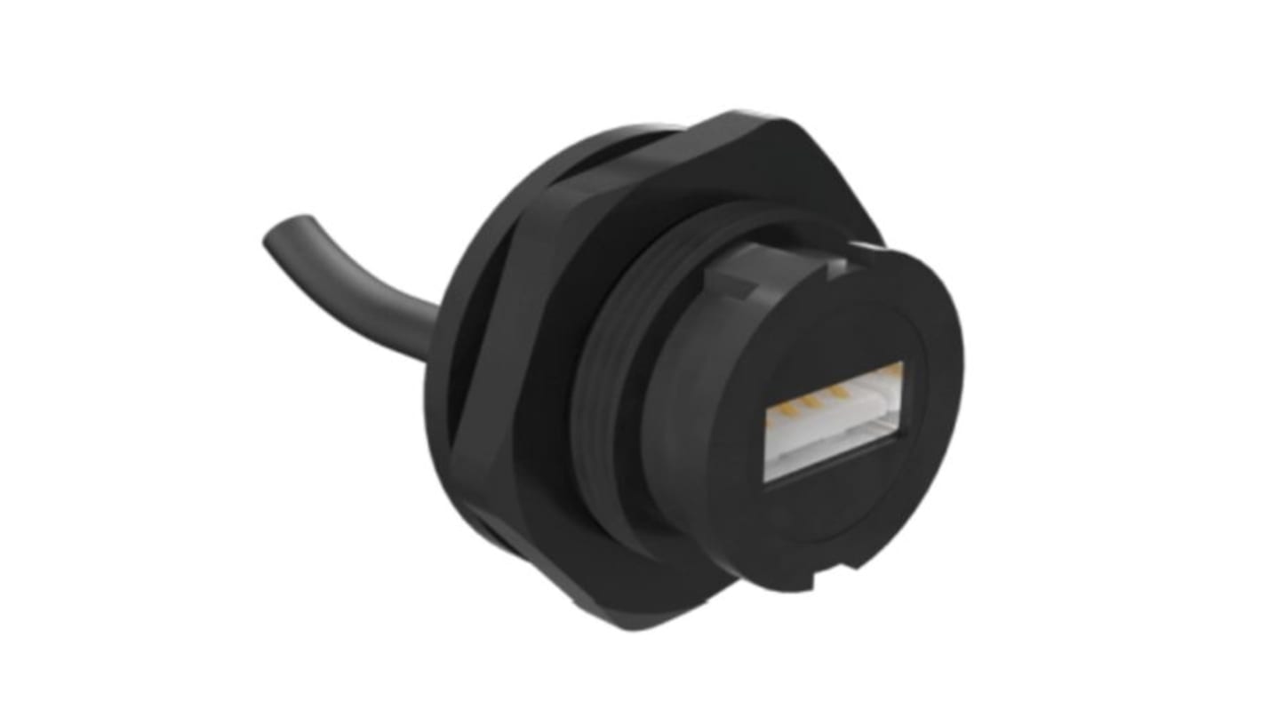 Amphenol Communications Solutions Vertical, Cable Mount, Socket 2.0 IP67 USB Connector
