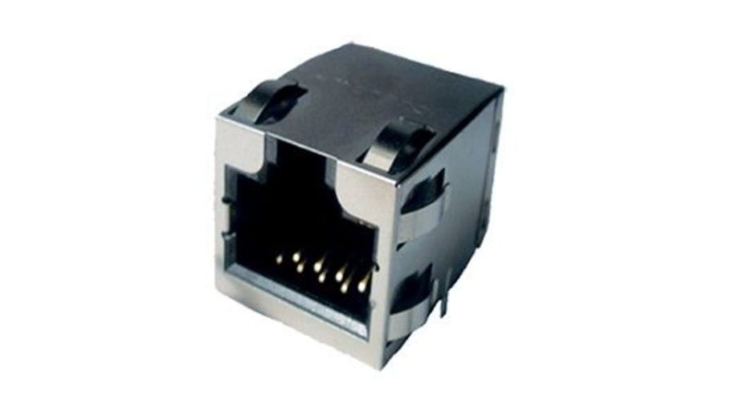 Amphenol Communications Solutions RJE1A Series Female RJ45 Connector, PCB Mount, Cat5e 1 Port 8P8C -Way