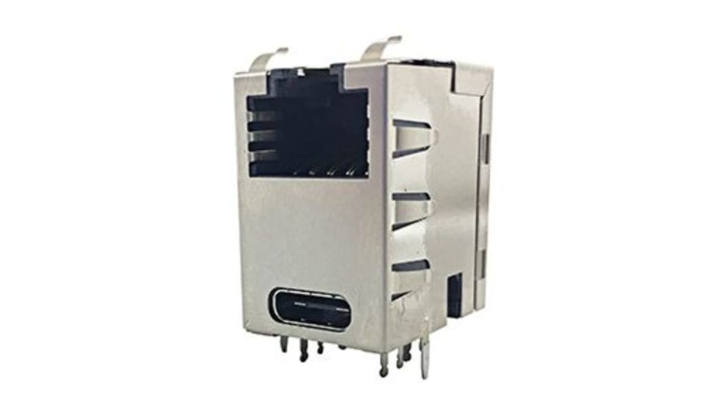 Amphenol Communications Solutions RJE4E Series Female RJ45 Connector, PCB Mount, Cat5e 8 Port 8P8C -Way