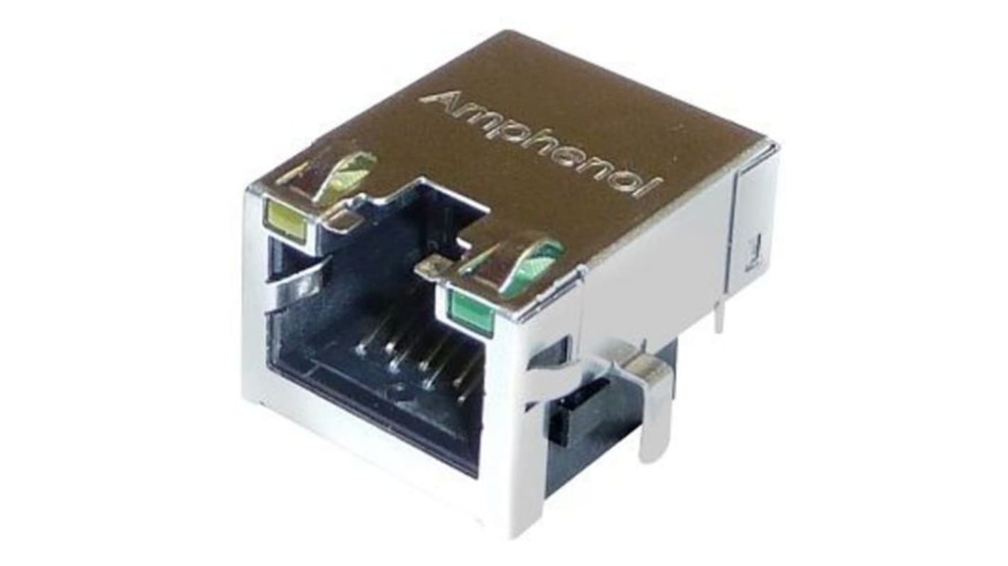Amphenol Communications Solutions RJE72 Series Female RJ45 Connector, PCB Mount, Cat5e 1 Port 8P8C -Way