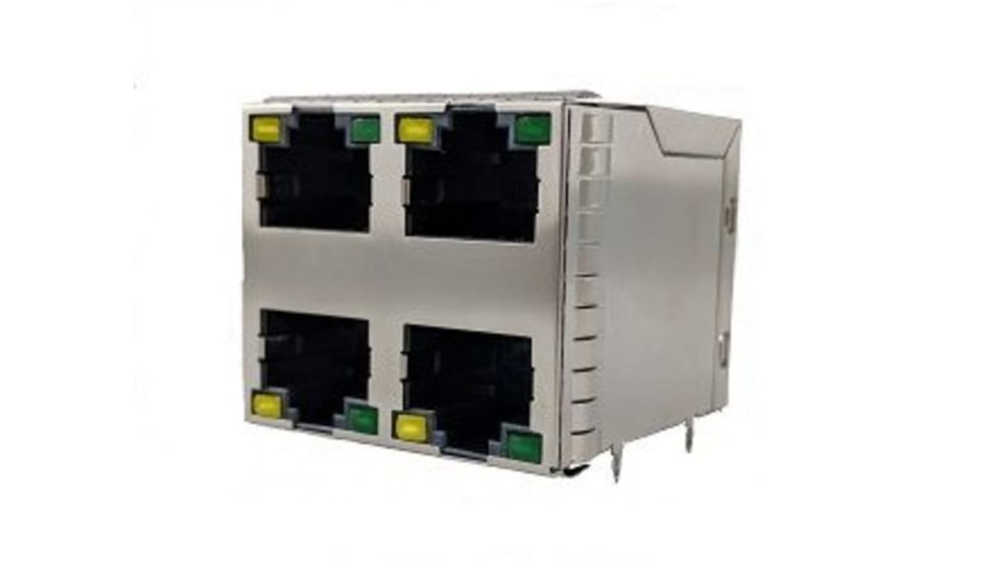 Amphenol Communications Solutions RJSGE4 Series Female RJ45 Connector, PCB Mount, Cat5e 2 x 2 Port 8P8C -Way