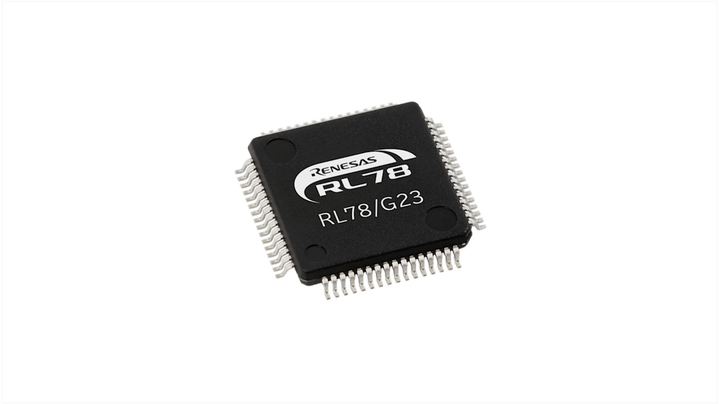 Renesas Electronics RL78/G23单片机, RL78内核, 64针, LFQFP, 最大32MHz, 128 kB 闪存, 16 kB RAM