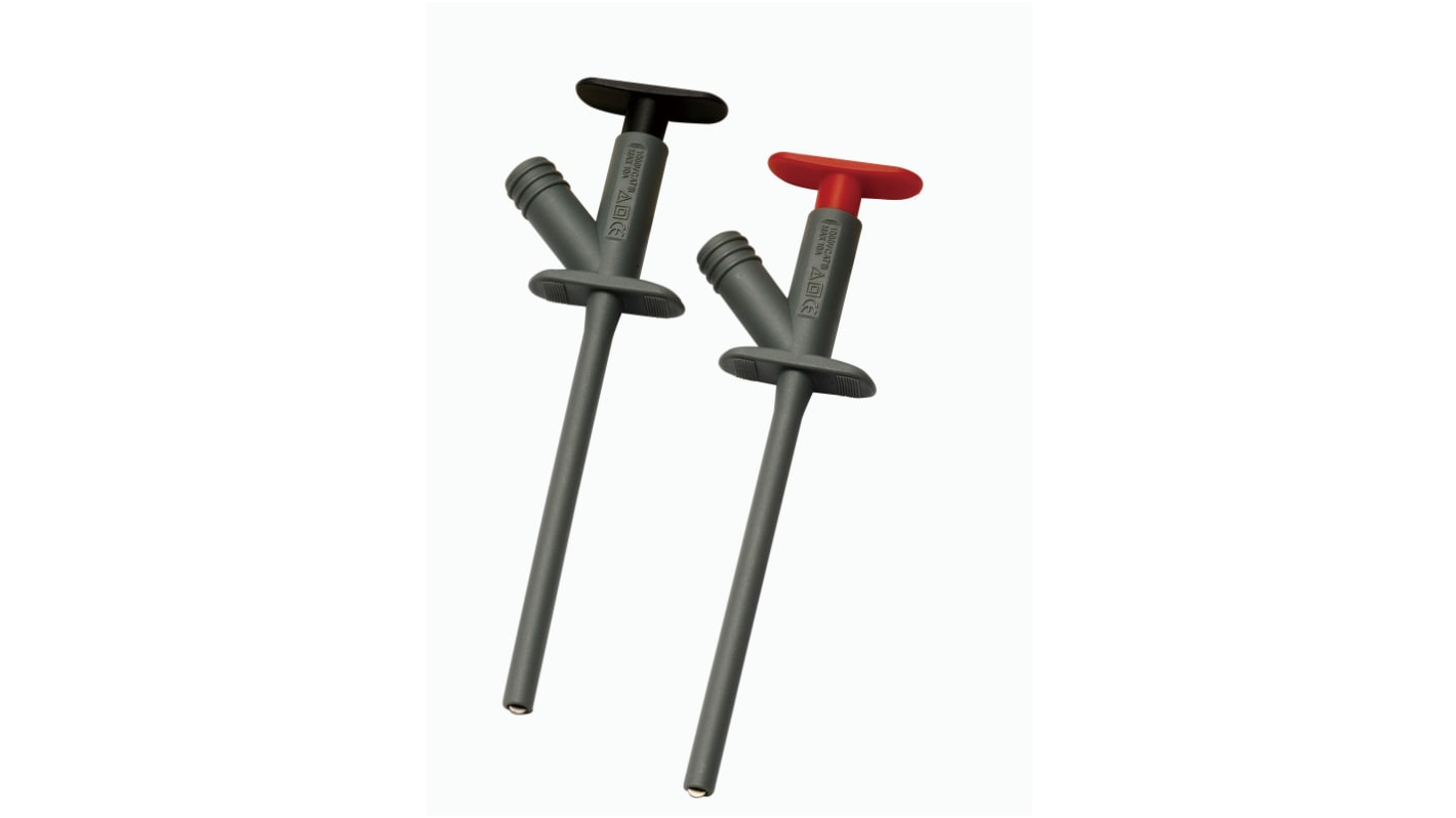 RS PRO Klemprøvespids, Sort, grå, rød, 10A, 1000V, Ø 4mm