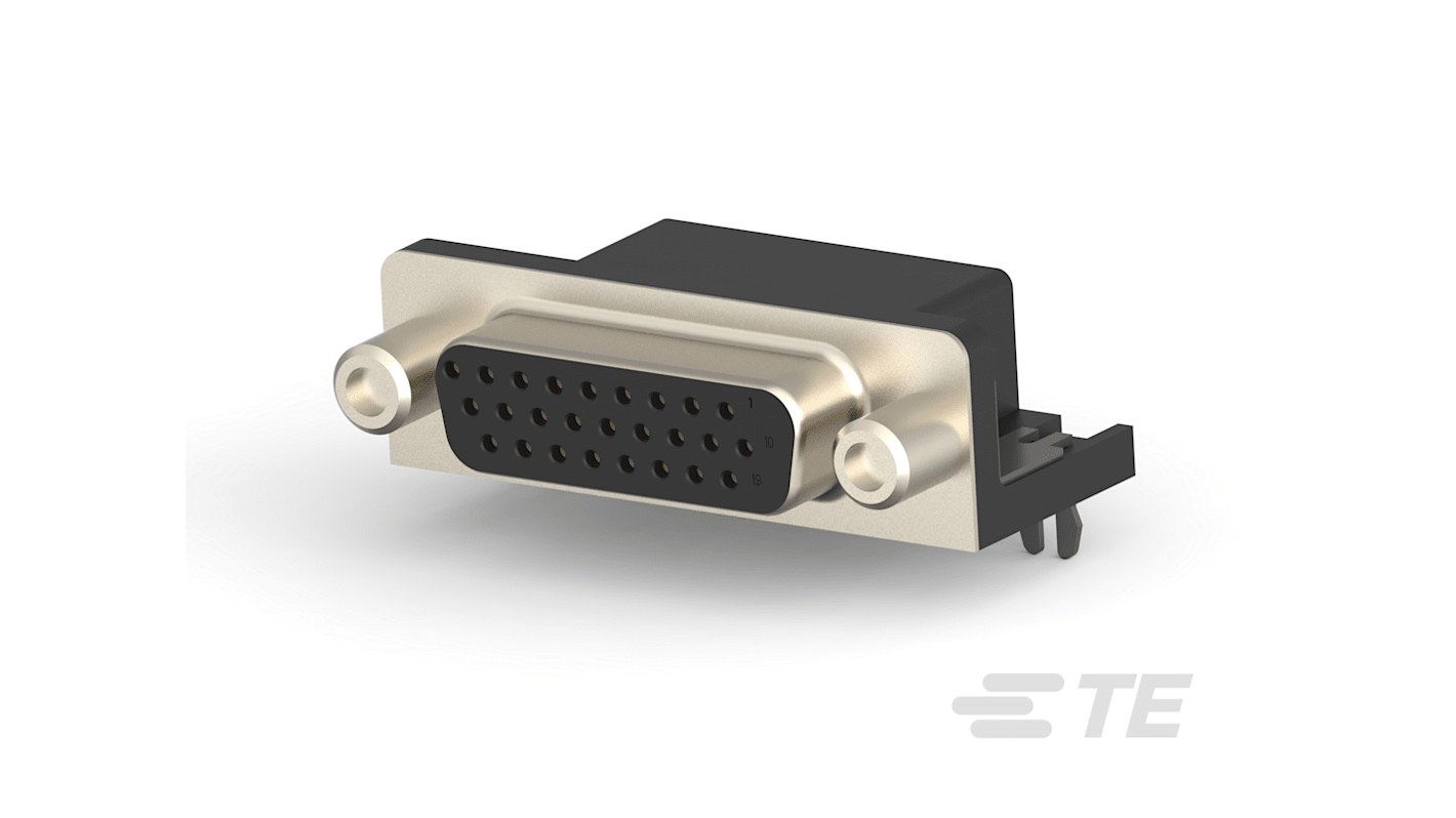 TE Connectivity 26 Way Right Angle D-sub Connector Socket, 2.29mm Pitch, with 4-40 Screw Locks