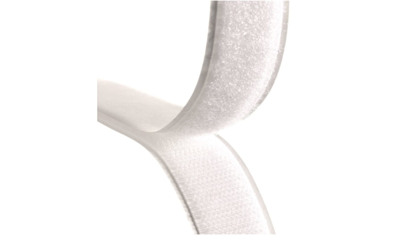 RS PRO Adhesive White Hook & Loop Tape, 50mm x 5m
