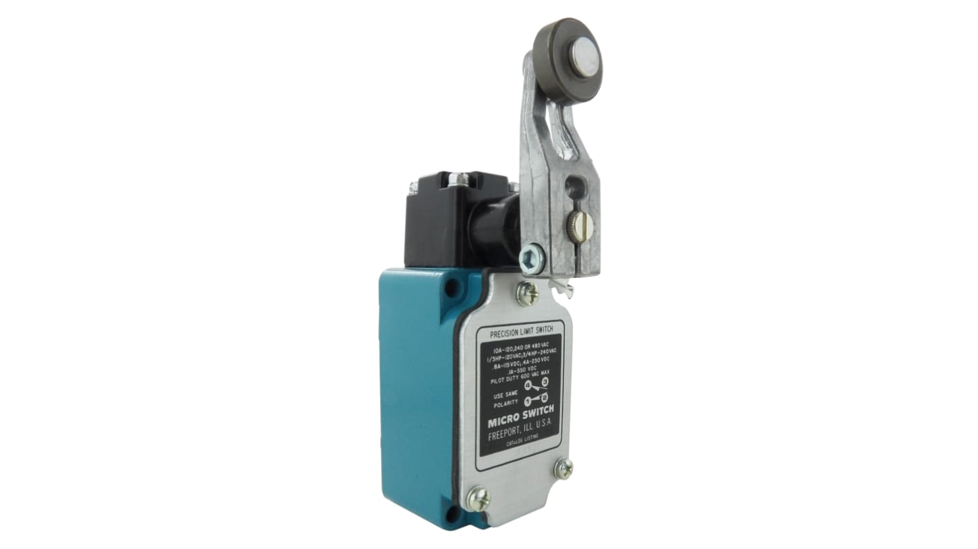 Honeywell LS Series Roller Lever Limit Switch, 1NC/1NO, IP67, SPDT, Die Cast Zinc Housing, 480V ac ac Max, 10A Max