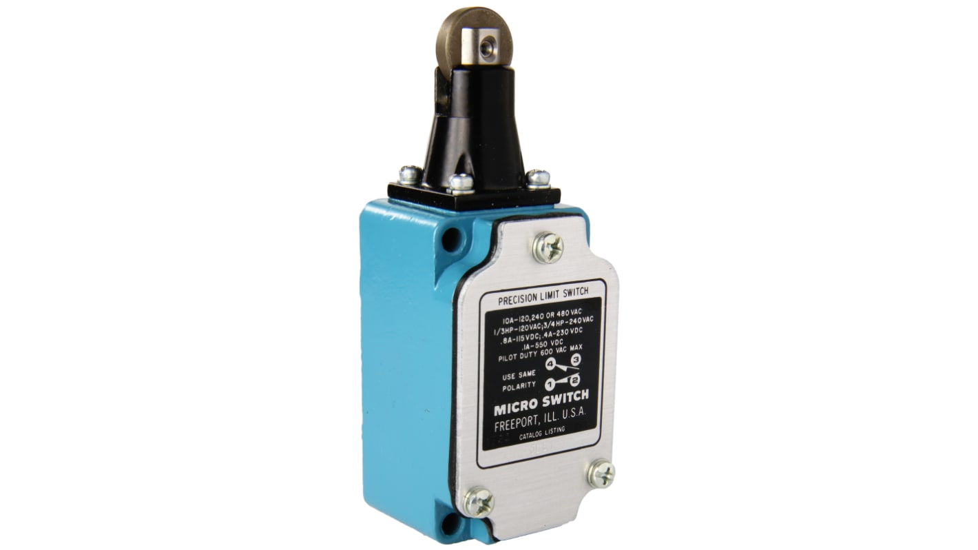Honeywell Roller Plunger Limit Switch, 1NC/1NO, IP67, DPDT, Die Cast Zinc Housing, 480V ac ac Max, 10A Max