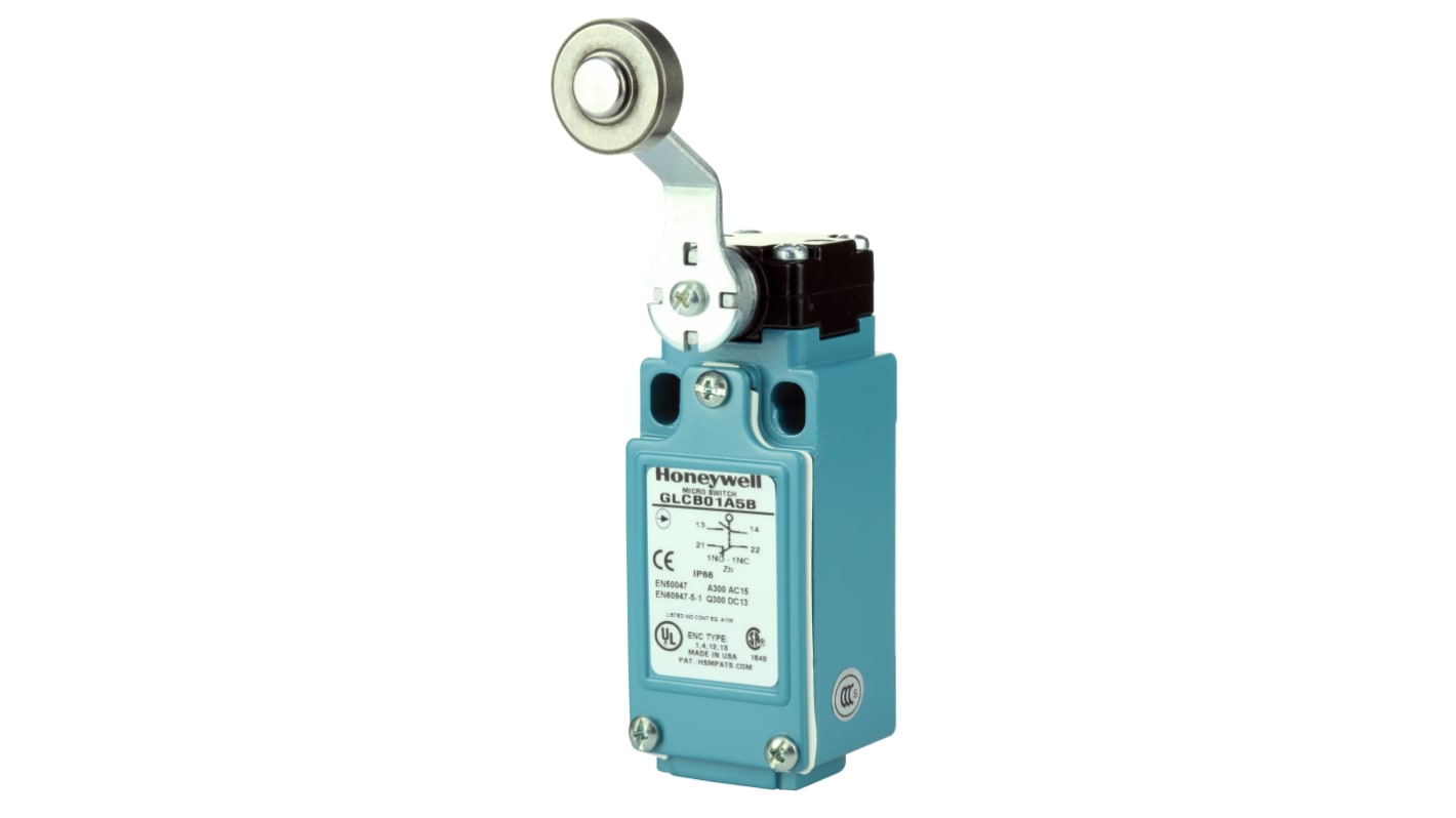 Honeywell Roller Lever Limit Switch, 1NC/1NO, IP67, SPDT, Die Cast Zinc Housing, 300V ac ac Max, 10A Max