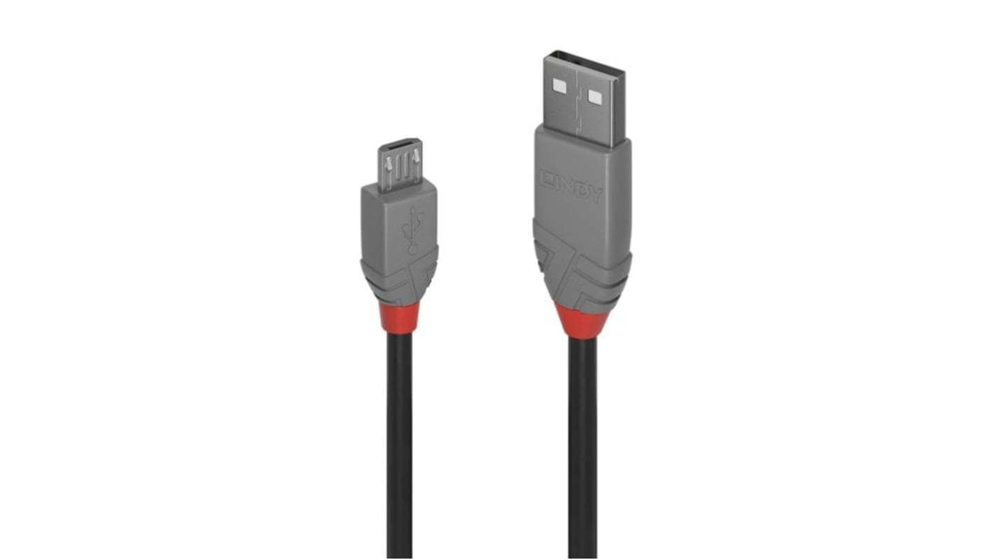 Kabel USB Złącze A USB A Złącze B Micro USB typu B dł. 200mm Przewód USB USB 2.0 kolor: Czarny