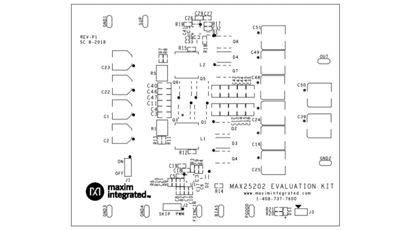 Maxim Integrated 昇降圧デモボード, 開発キット, ブーストコントローラ, MAX25201 用, MAX25202EVKIT#