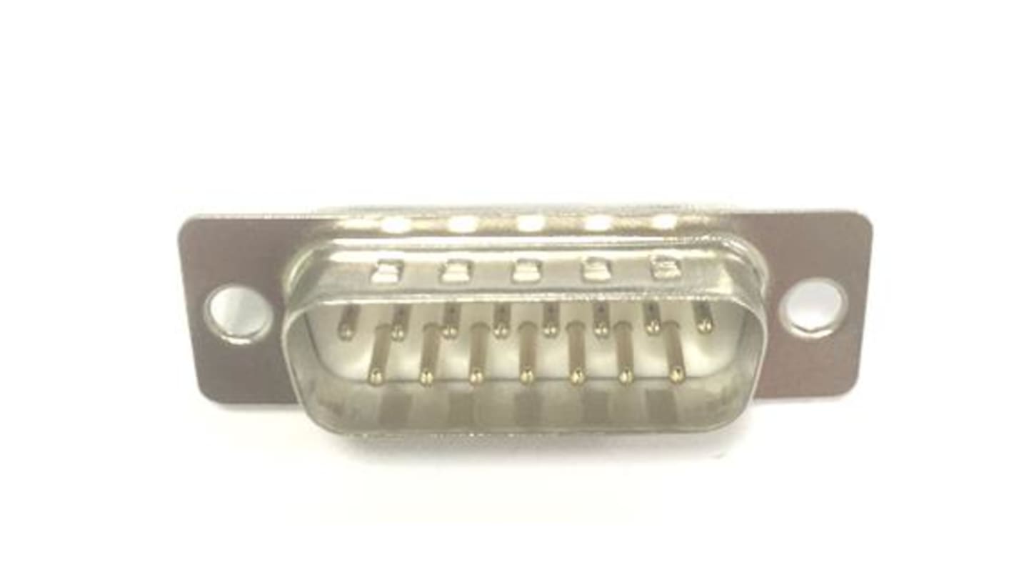 RS PRO DB15针标准D-Sub公插, 直向, 面板安装, 焊接端接, 1.0 kV, 5.0A