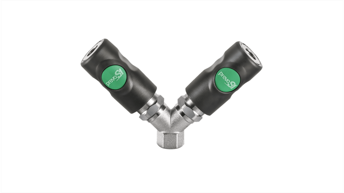 PREVOST Composite Body Female Safety Y-Shaped Quick Connect Coupling, G 3/8 Female Threaded